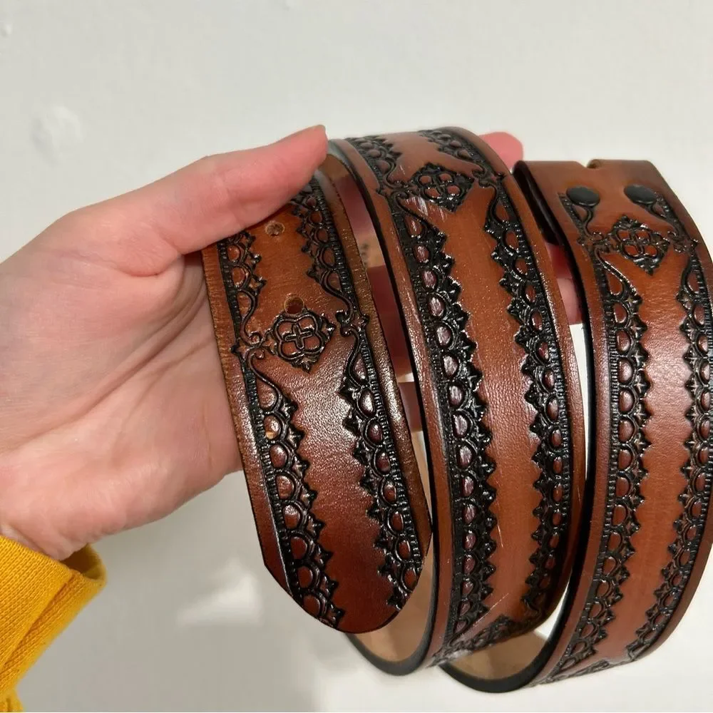 Top Grain Cowhide Brown Leather Belt 36 Western Rodeo Cowboy